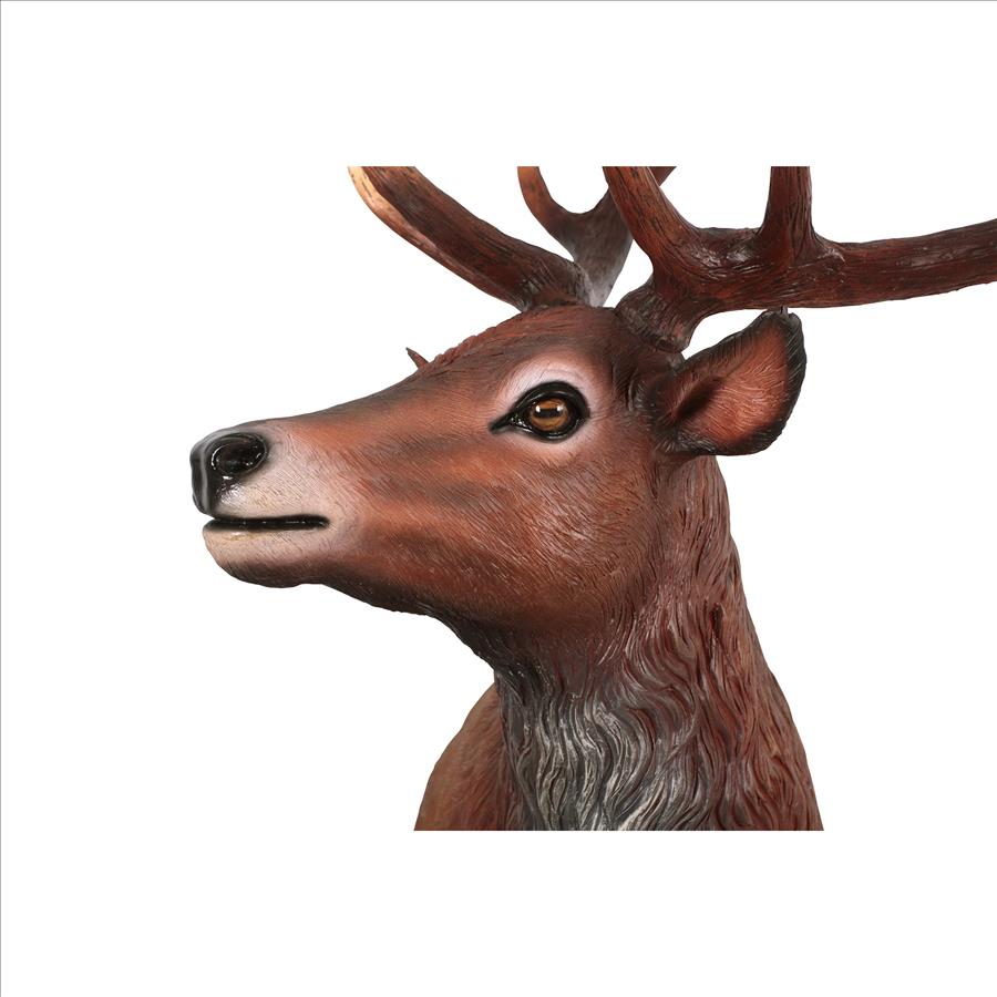 Grande-Scale Red Deer Buck Statue with Base