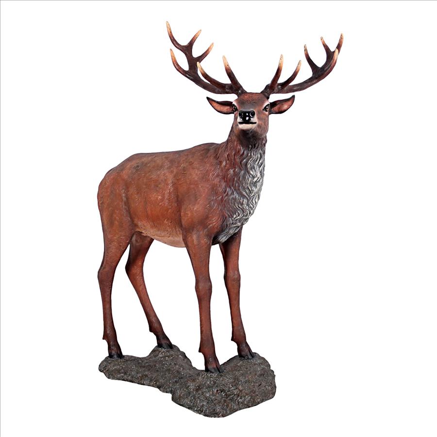 Grande-Scale Red Deer Buck Statue with Base