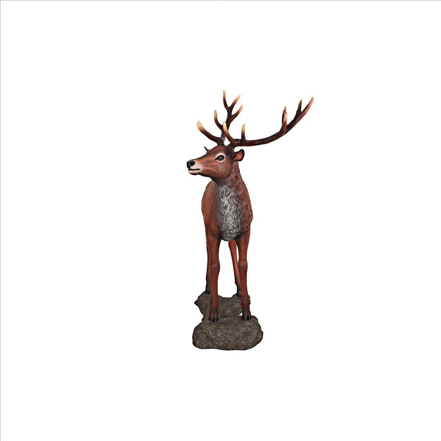 Grande-Scale Red Deer Buck Statue with Base