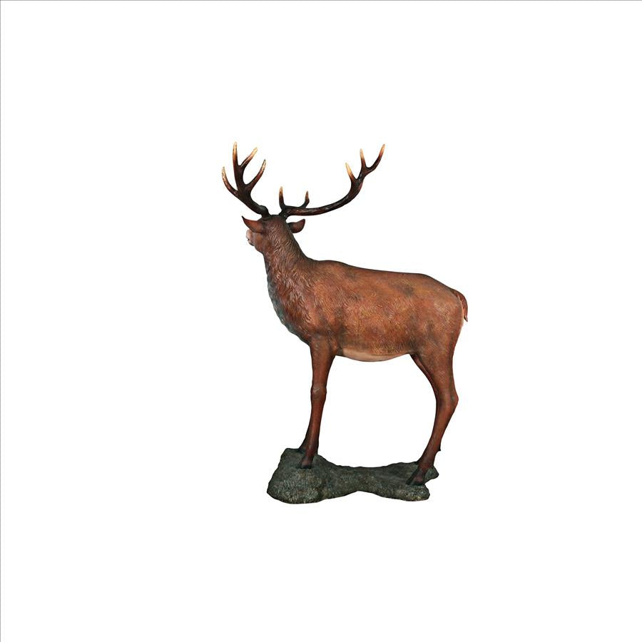 Grande-Scale Red Deer Buck Statue with Base