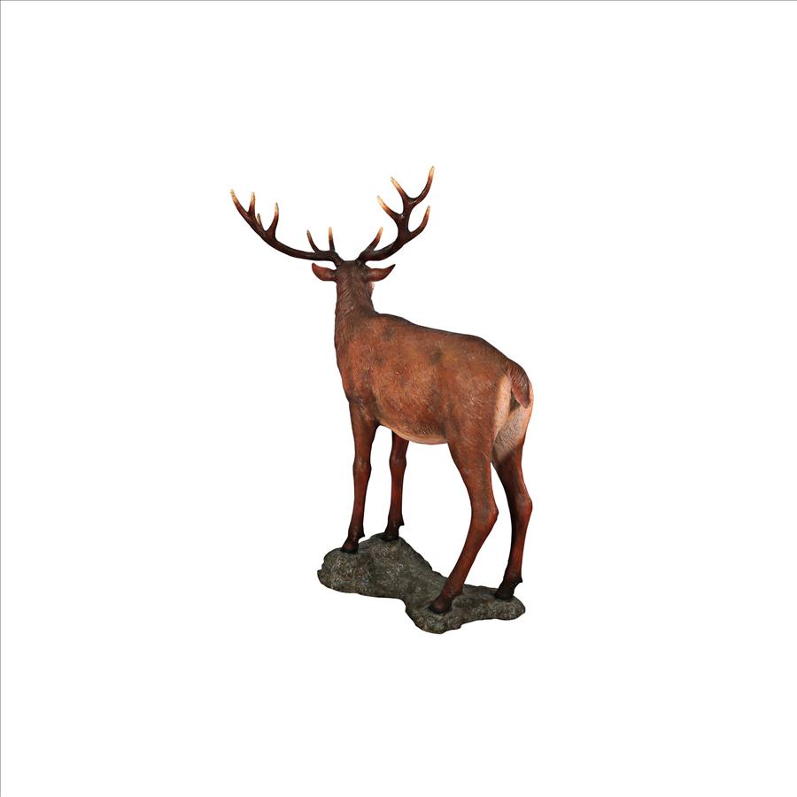 Grande-Scale Red Deer Buck Statue with Base