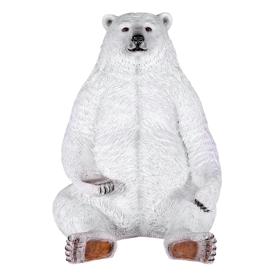 Sitting Pretty Oversized Polar Bear Statue with Paw Seat