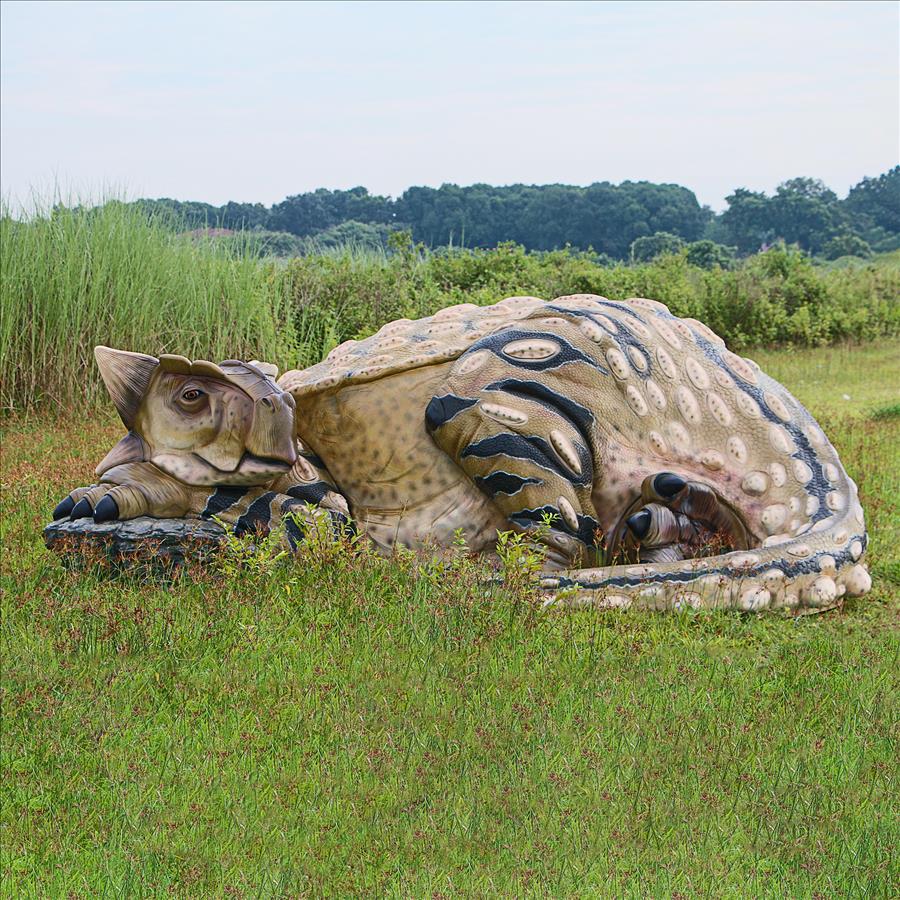 Snoozing Giant Ankylosaurus Dinosaur Statue