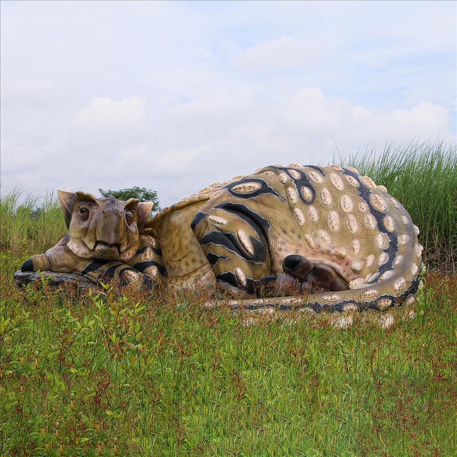 Snoozing Giant Ankylosaurus Dinosaur Statue