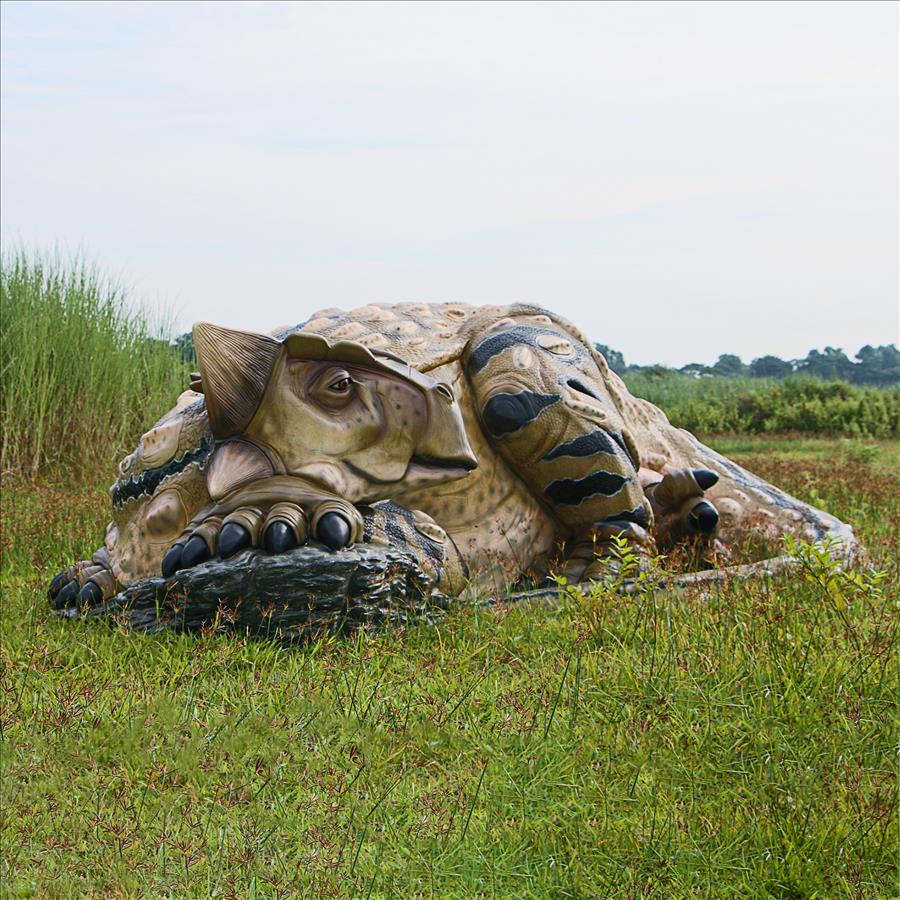 Snoozing Giant Ankylosaurus Dinosaur Statue