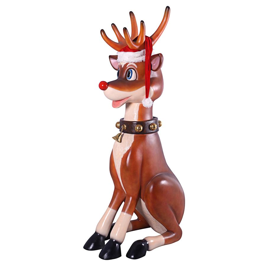 Santa's Red-Nosed Christmas Reindeer Statue: Sitting Giant