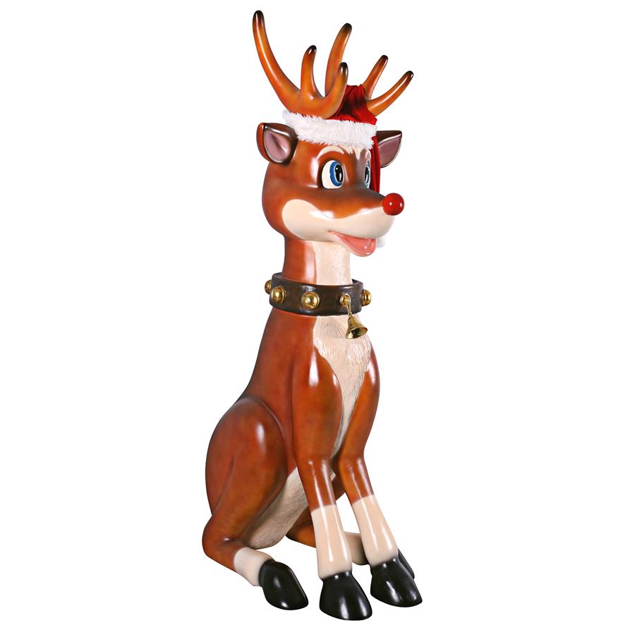 Santa's Red-Nosed Christmas Reindeer Statue: Sitting Giant