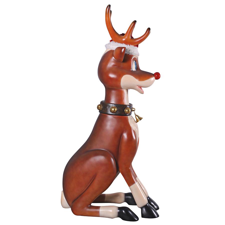 Santa's Red-Nosed Christmas Reindeer Statue: Sitting Giant