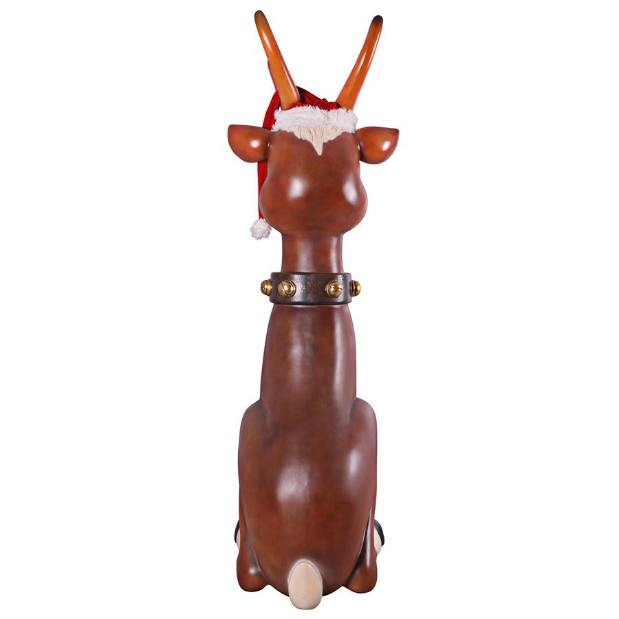 Santa's Red-Nosed Christmas Reindeer Statue: Sitting Giant