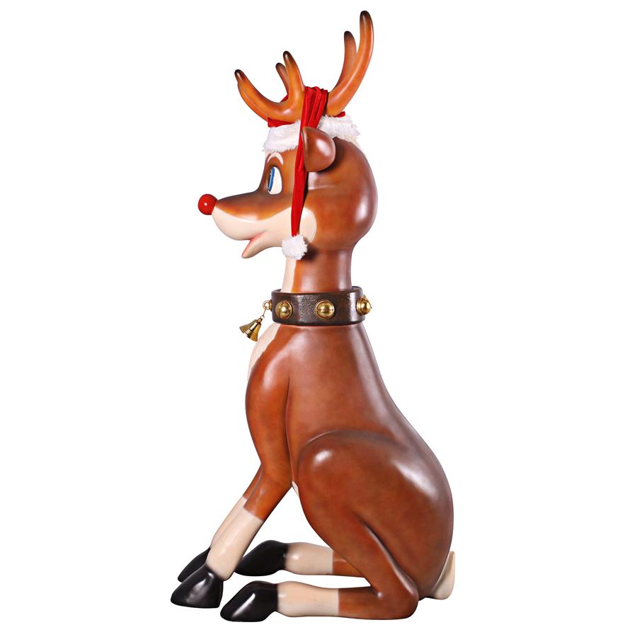 Santa's Red-Nosed Christmas Reindeer Statue: Sitting Giant