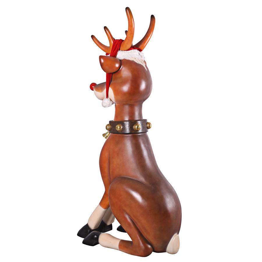 Santa's Red-Nosed Christmas Reindeer Statue: Sitting Giant