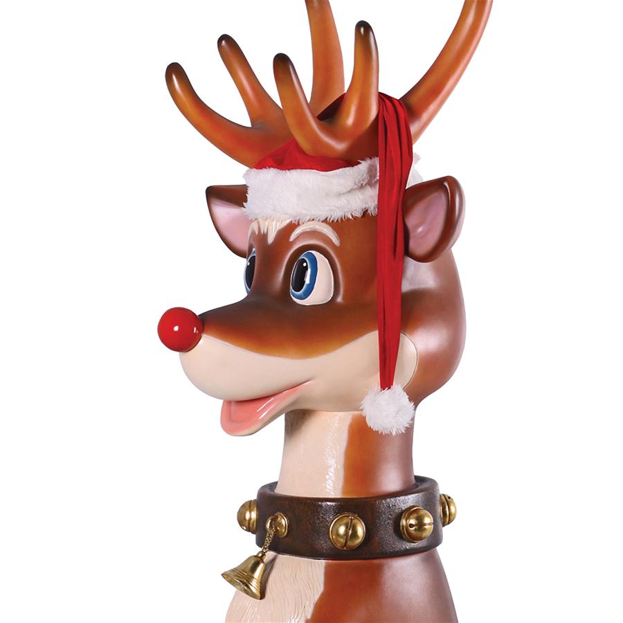 Santa's Red-Nosed Christmas Reindeer Statue: Sitting Giant