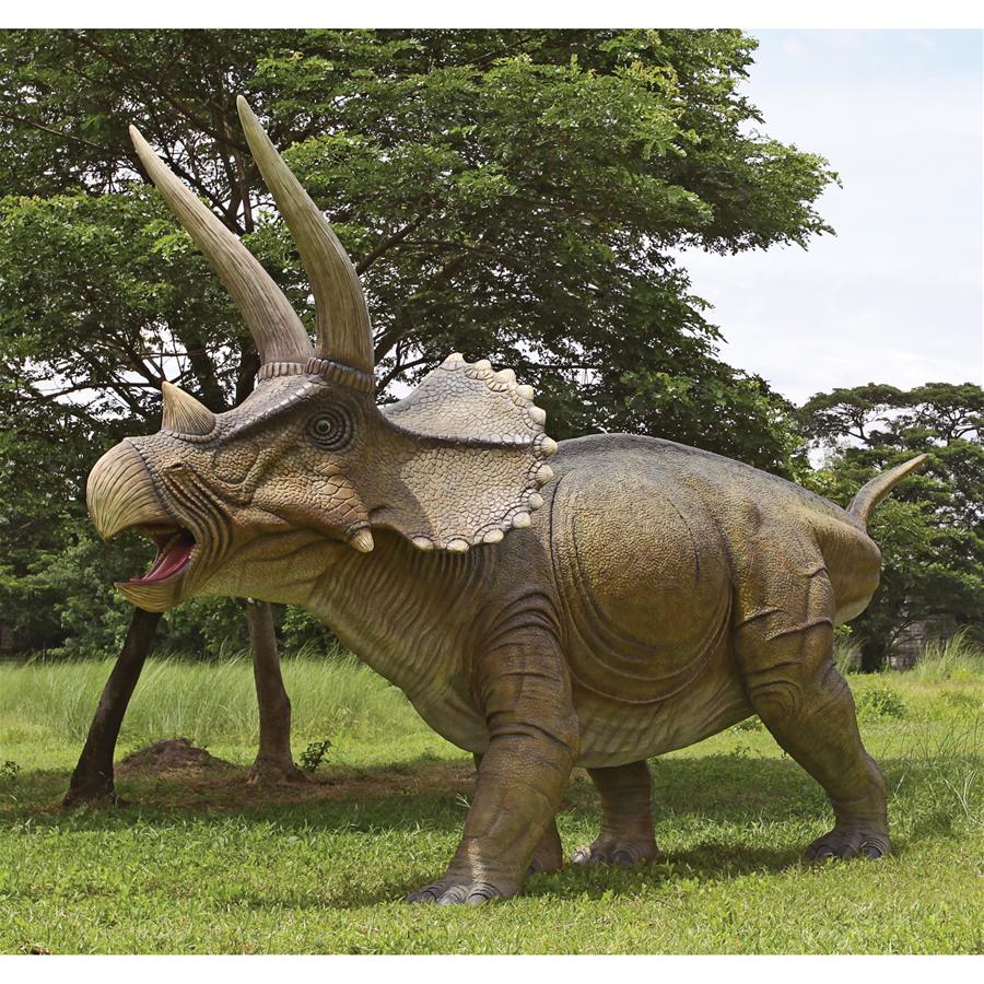 Giant Charging Titan Triceratops Dinosaur Statue