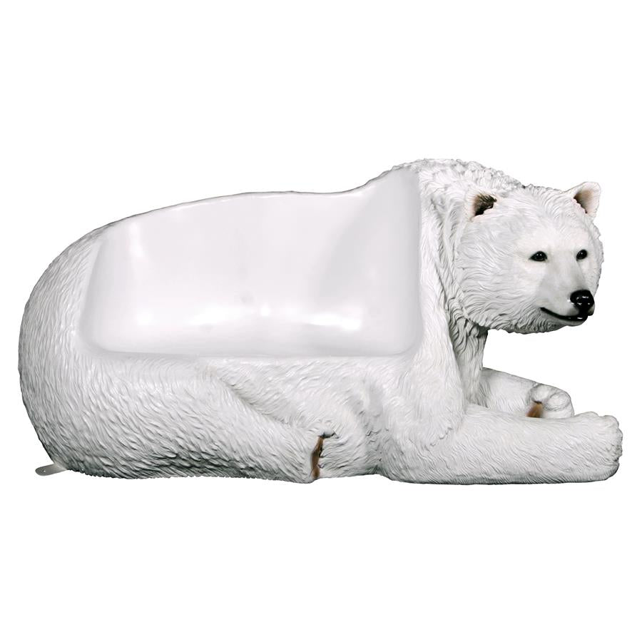 Brawny Polar Bear Bench Sculpture