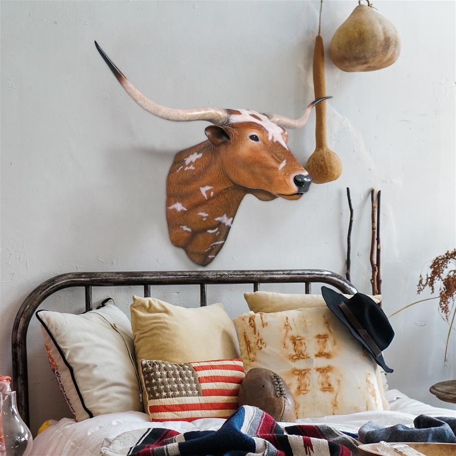 Texas Longhorn Bull Sculptural Wall Trophy