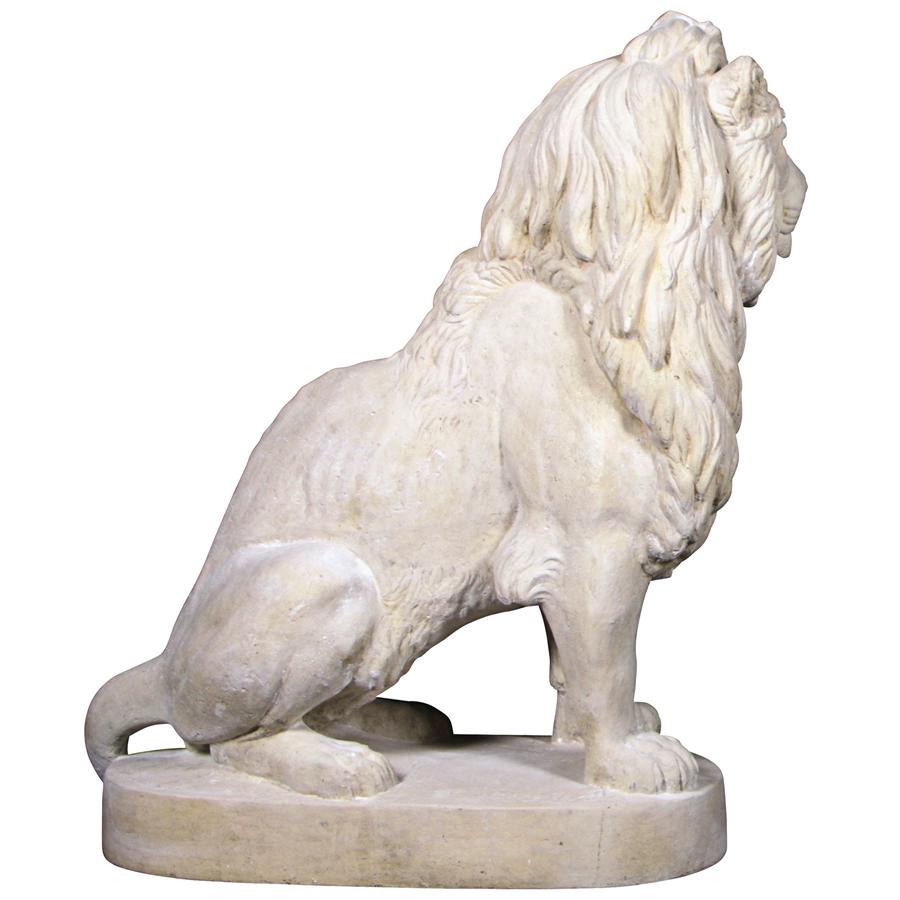 Stately Chateau Lion Sentinel Garden Statue: Right