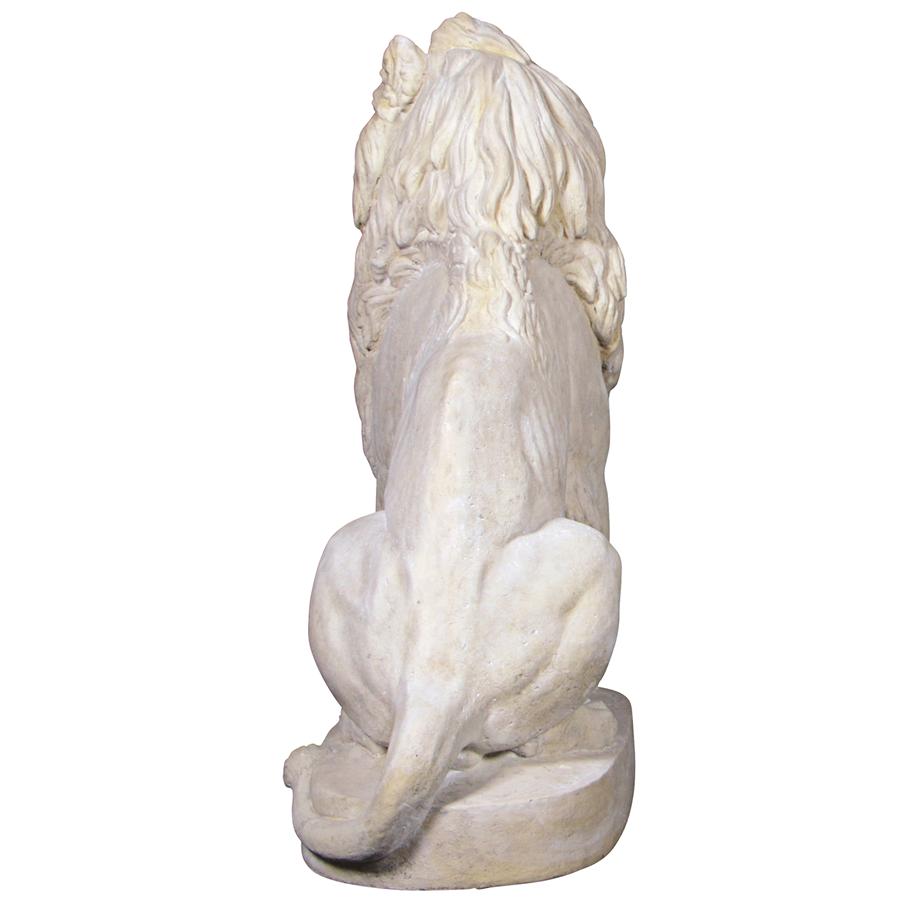 Stately Chateau Lion Sentinel Garden Statue: Right