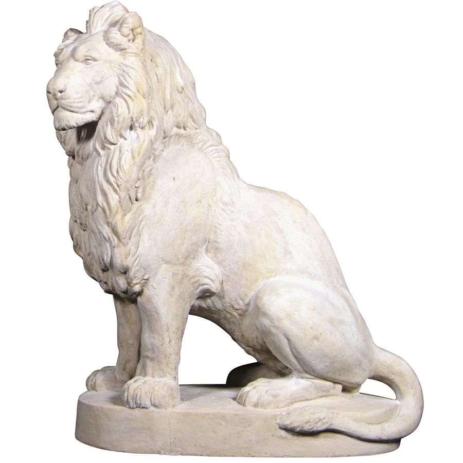 Stately Chateau Lion Sentinel Garden Statue: Right