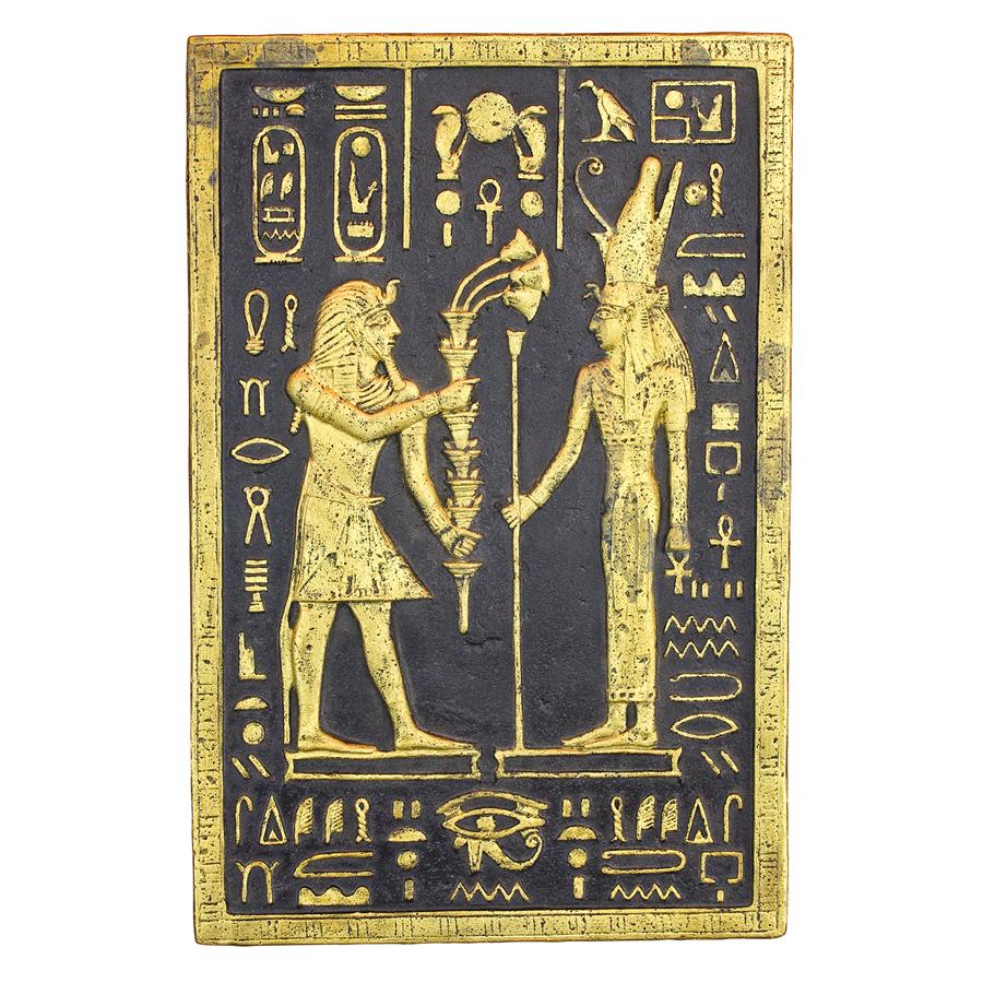 Pharaoh Seti Offering to the Goddess Mut Wall Sculpture