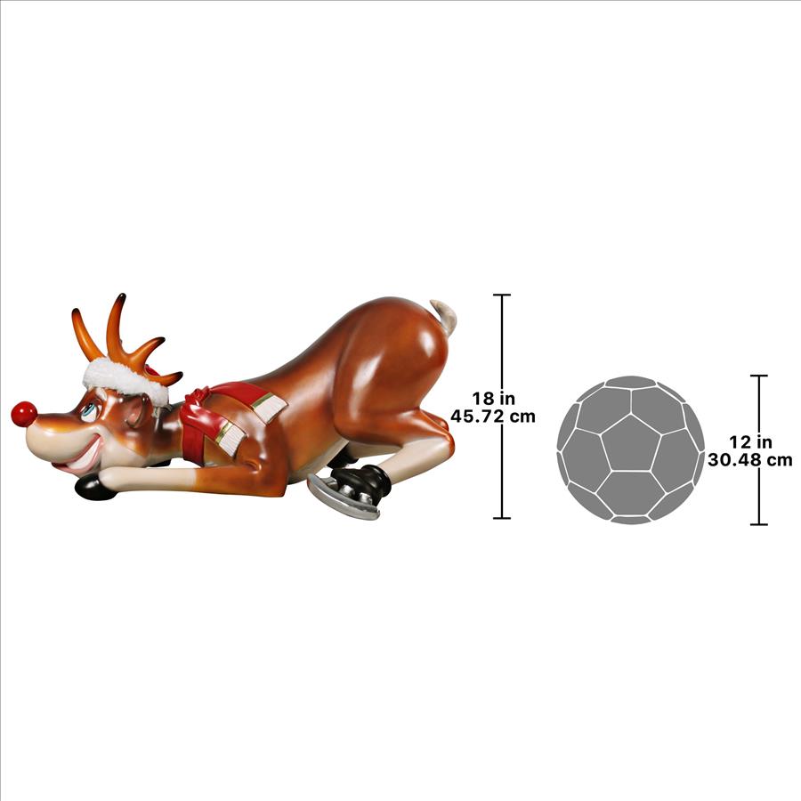 Slip-Slider Santa's Red-Nosed Christmas Reindeer Statue