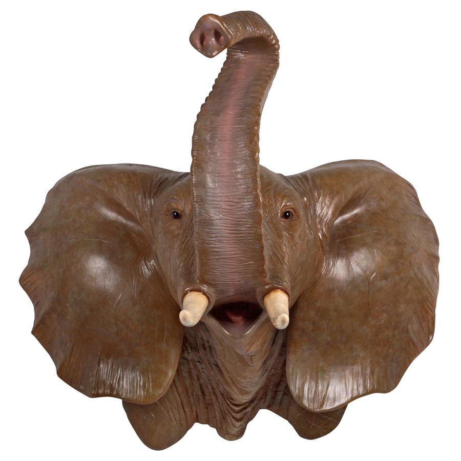 Exotic African Elephant Trophy Head Wall Mount Sculpture