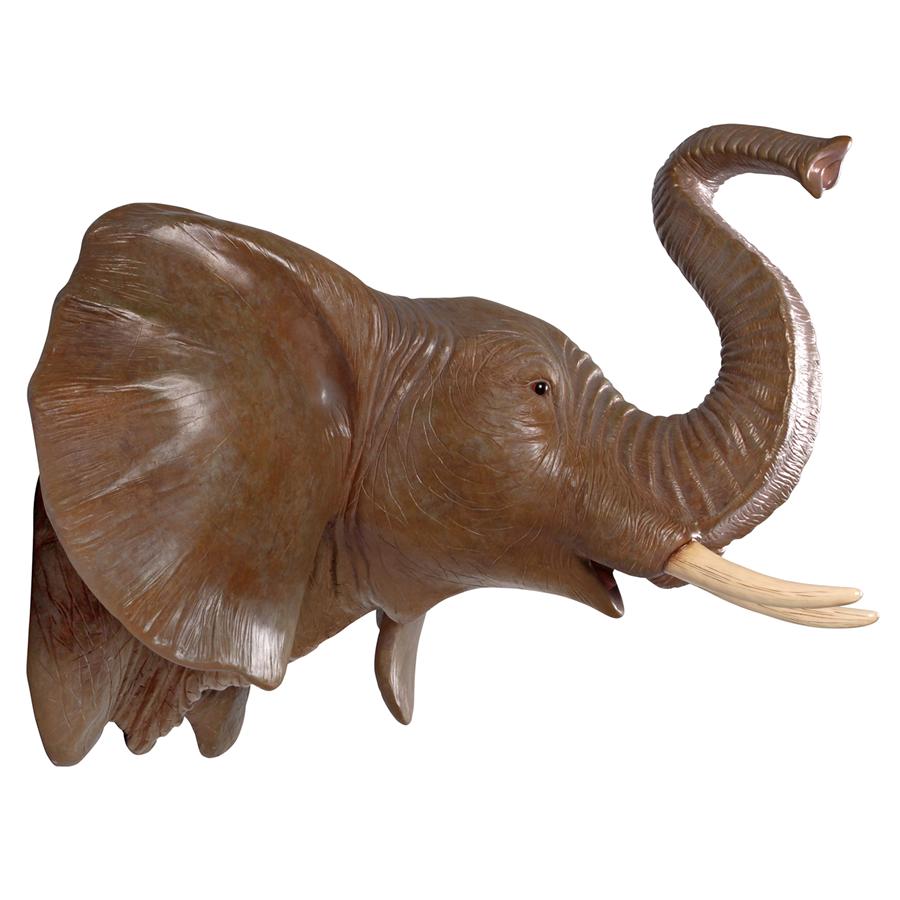 Exotic African Elephant Trophy Head Wall Mount Sculpture