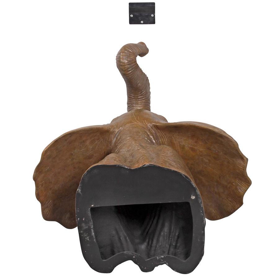 Exotic African Elephant Trophy Head Wall Mount Sculpture