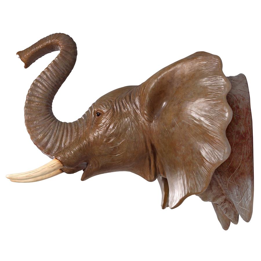 Exotic African Elephant Trophy Head Wall Mount Sculpture