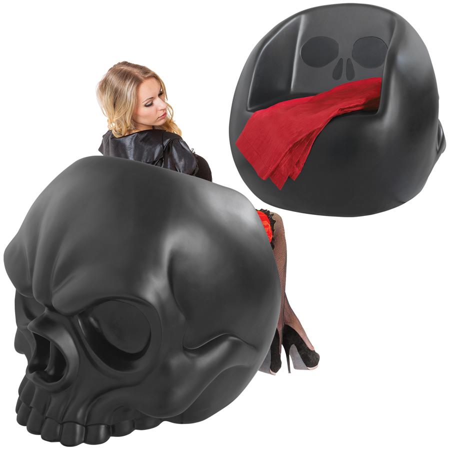 Lost Souls Gothic Skull Sculptural Chair: Black