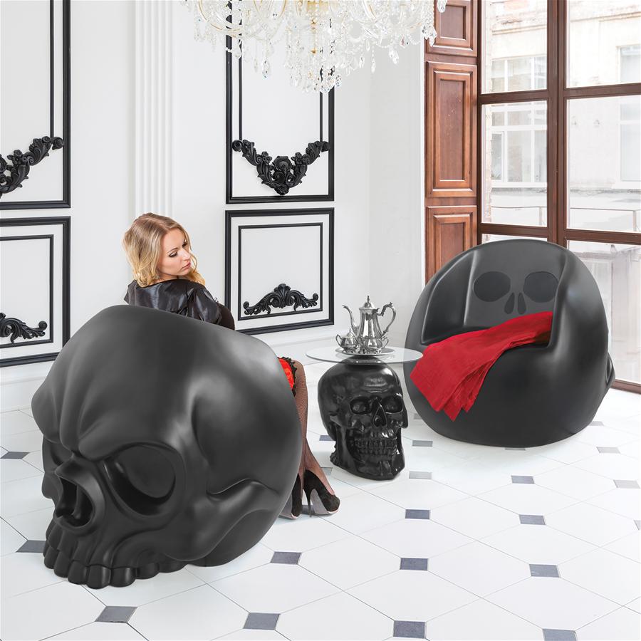 Lost Souls Gothic Skull Sculptural Chair: Black