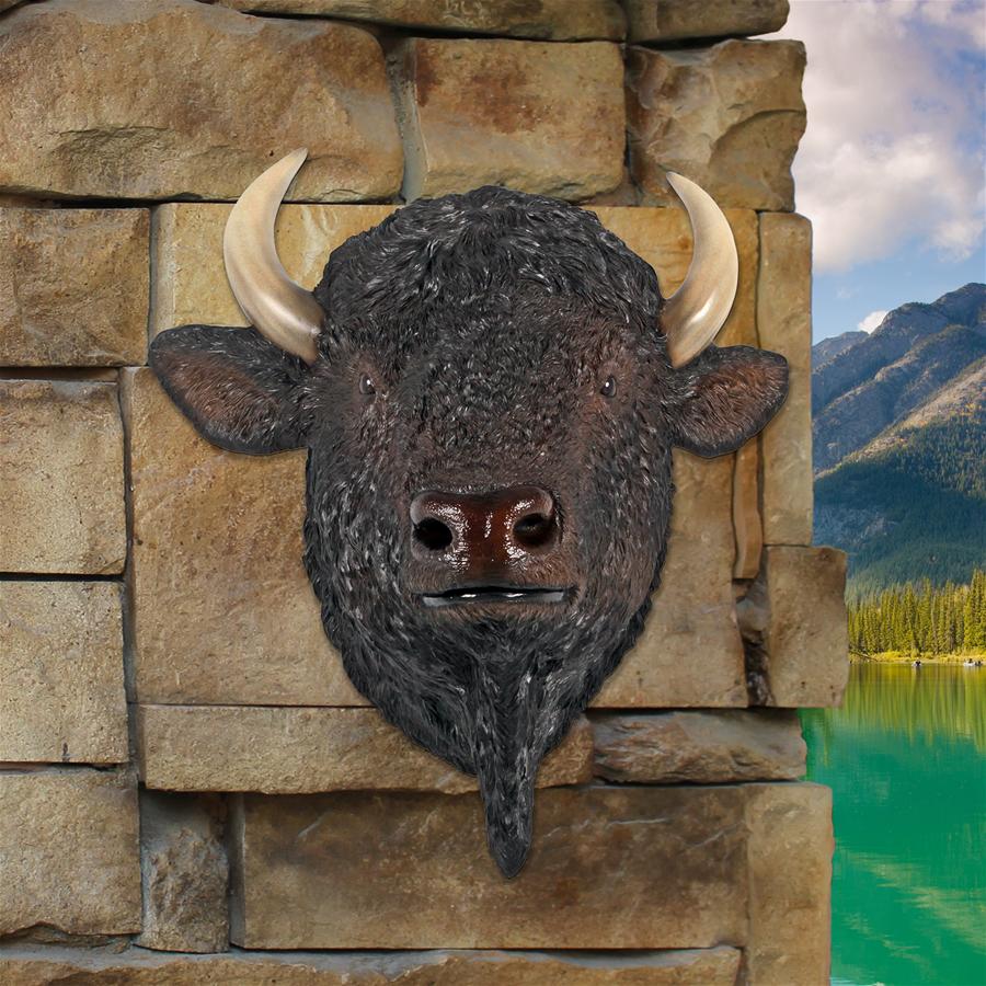 Large Scale Buffalo of the Great Plains Trophy Wall Statue