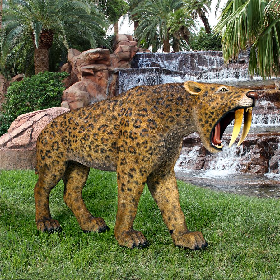 Prehistoric Predator Sabre-Toothed Cat Statue