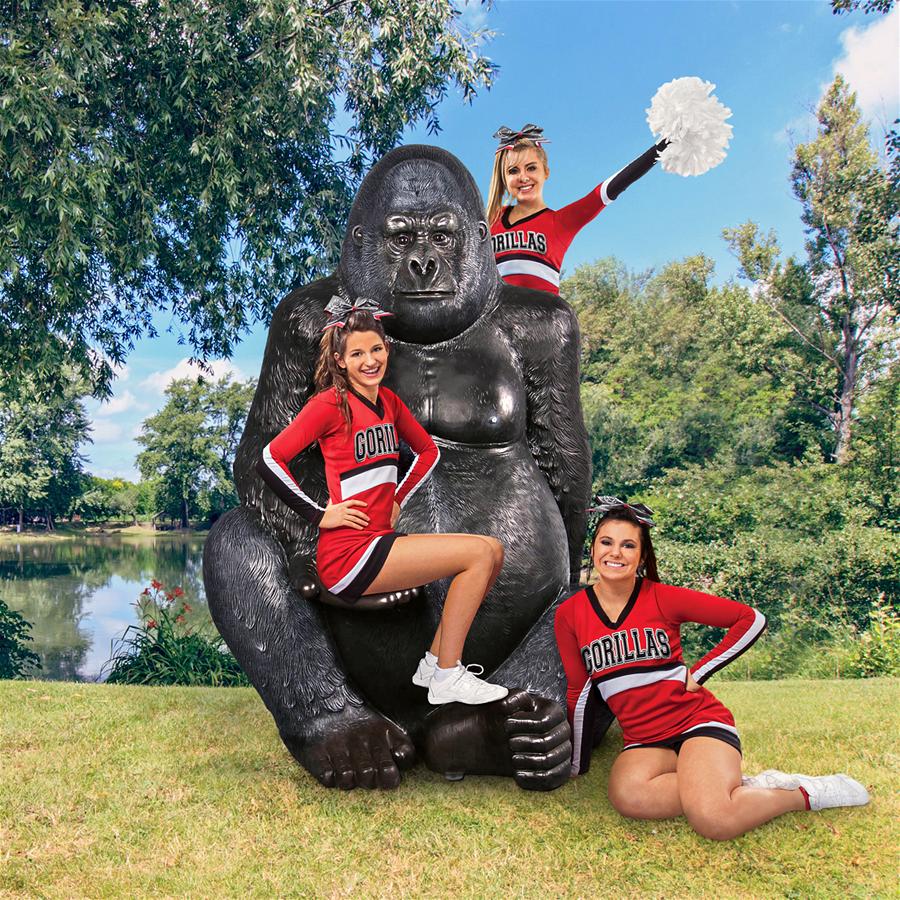 Grande Scale Male Silverback Gorilla Photo Op Statue