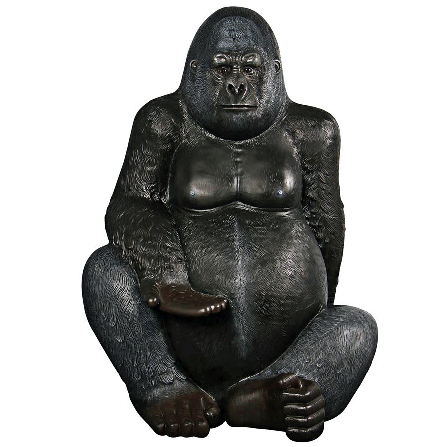 Grande Scale Male Silverback Gorilla Photo Op Statue