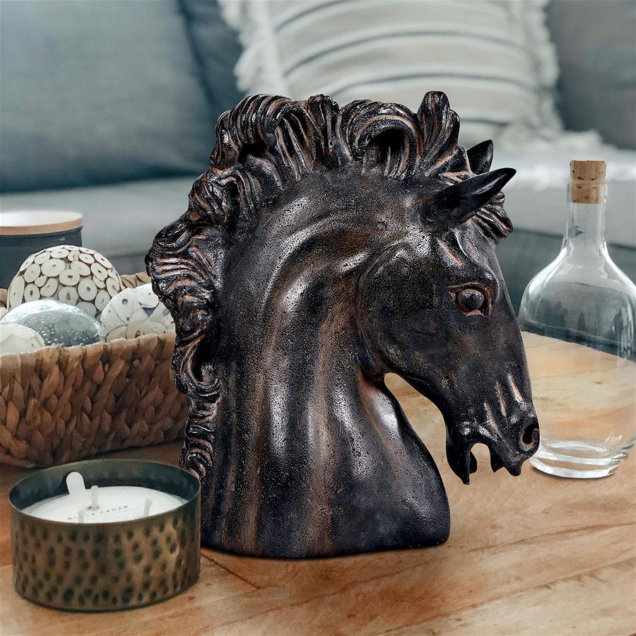 Magnificent Stallion Equestrian Horse Head Bust Statue