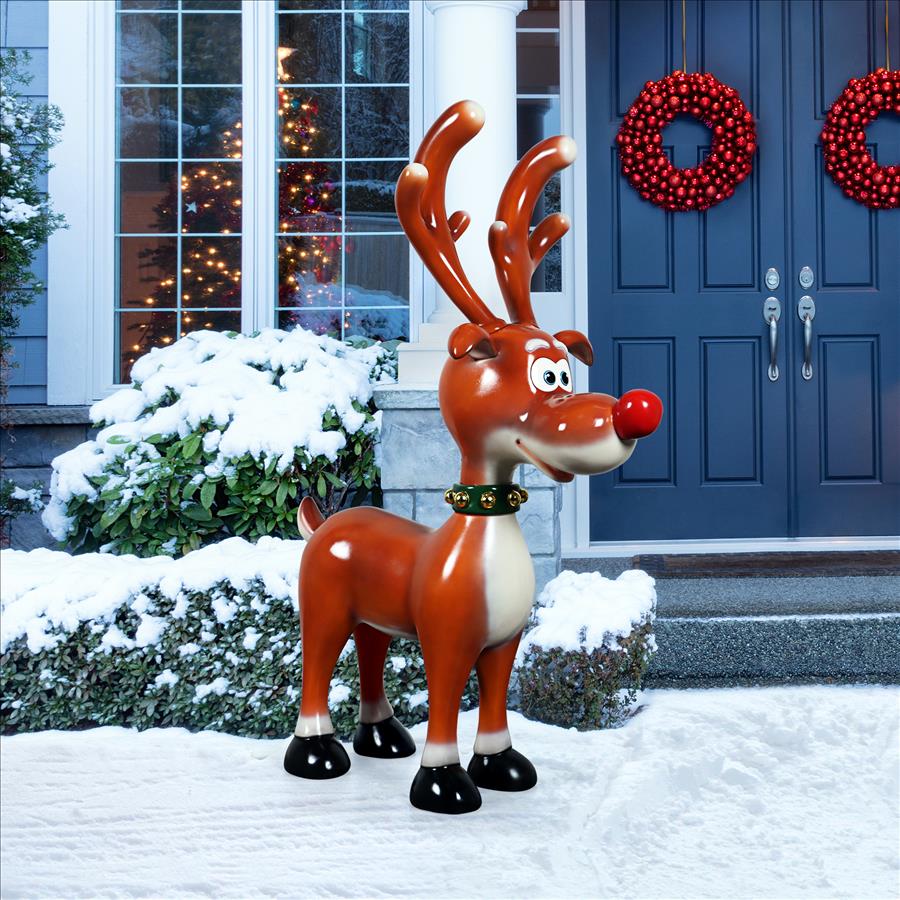 Jolly Holly, Santa’s Red-Nosed Christmas Reindeer Statue