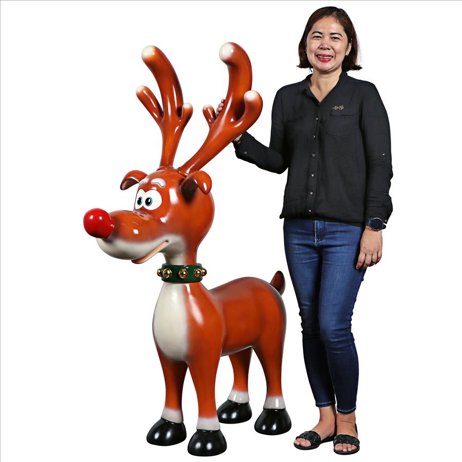 Jolly Holly, Santa’s Red-Nosed Christmas Reindeer Statue