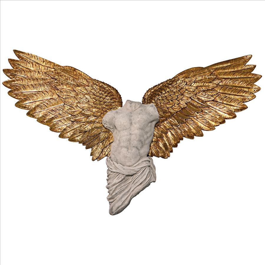 Take Flight Classical Male Torso Angel Wing Wall Sculpture