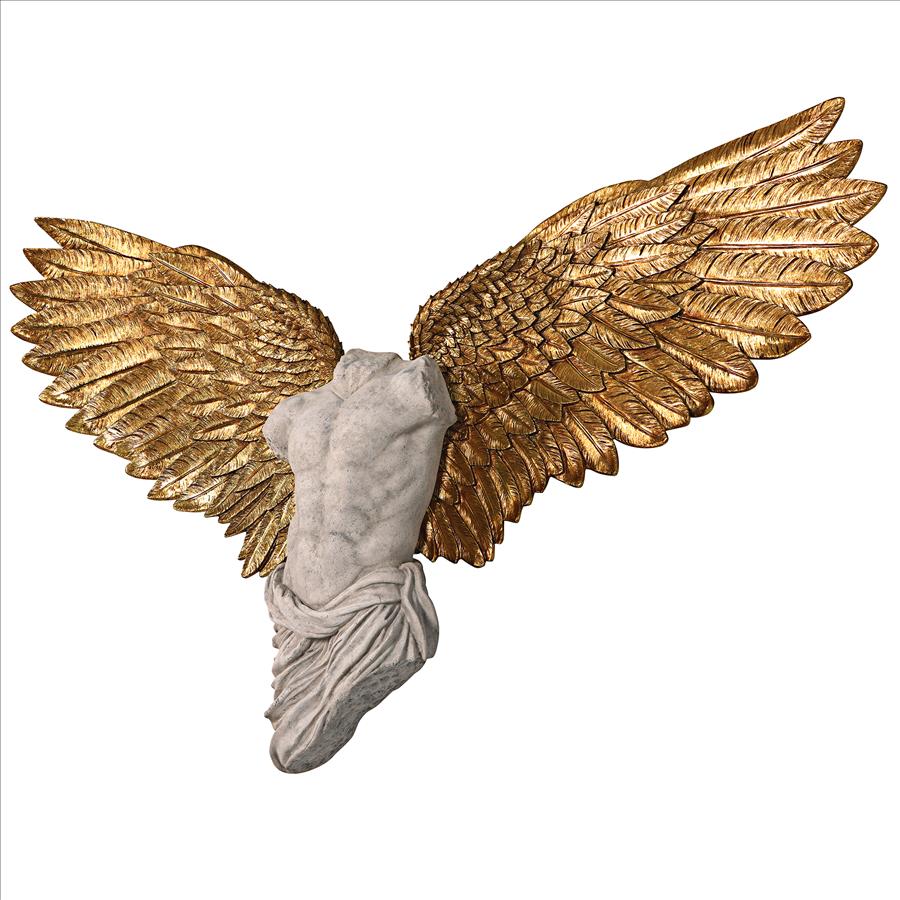 Take Flight Classical Male Torso Angel Wing Wall Sculpture