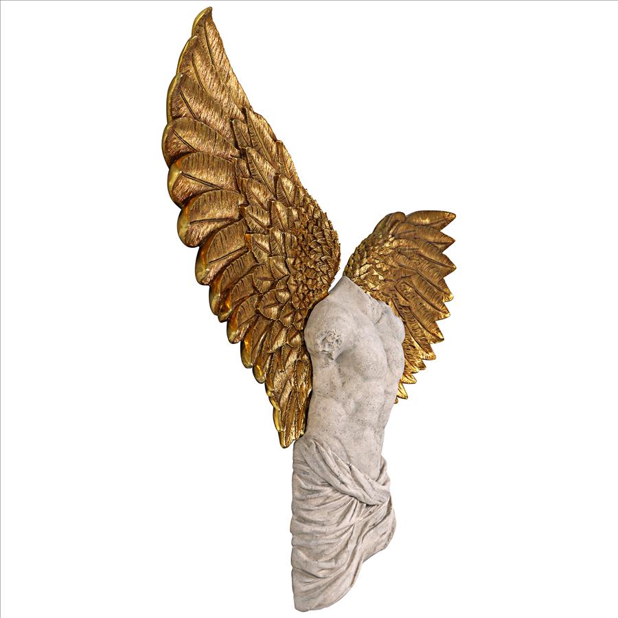 Take Flight Classical Male Torso Angel Wing Wall Sculpture