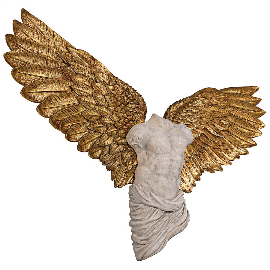 Take Flight Classical Male Torso Angel Wing Wall Sculpture