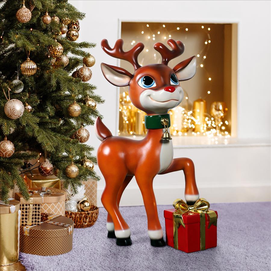 Belle, Santa's Red-Nosed Christmas Reindeer Statue