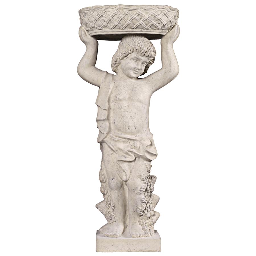 Young Bacchus with Basket Planter Garden Statue: Bacchus Left