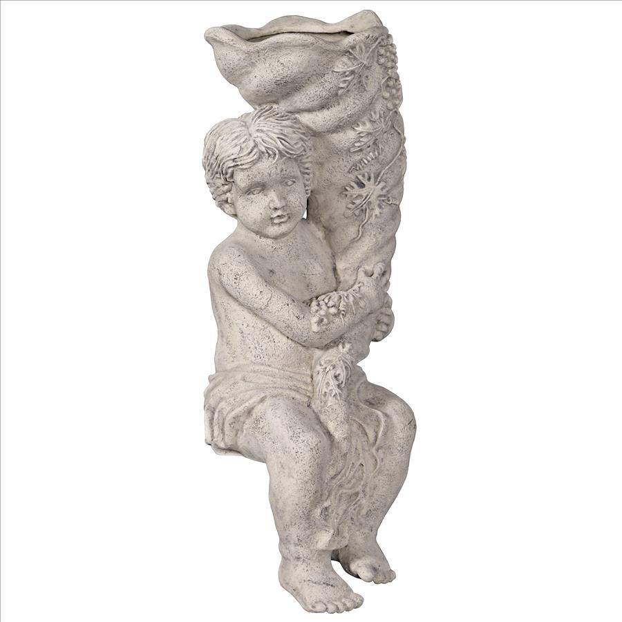 Baby Zeus with the Horn of Plenty Cornucopia Planter Garden Statue