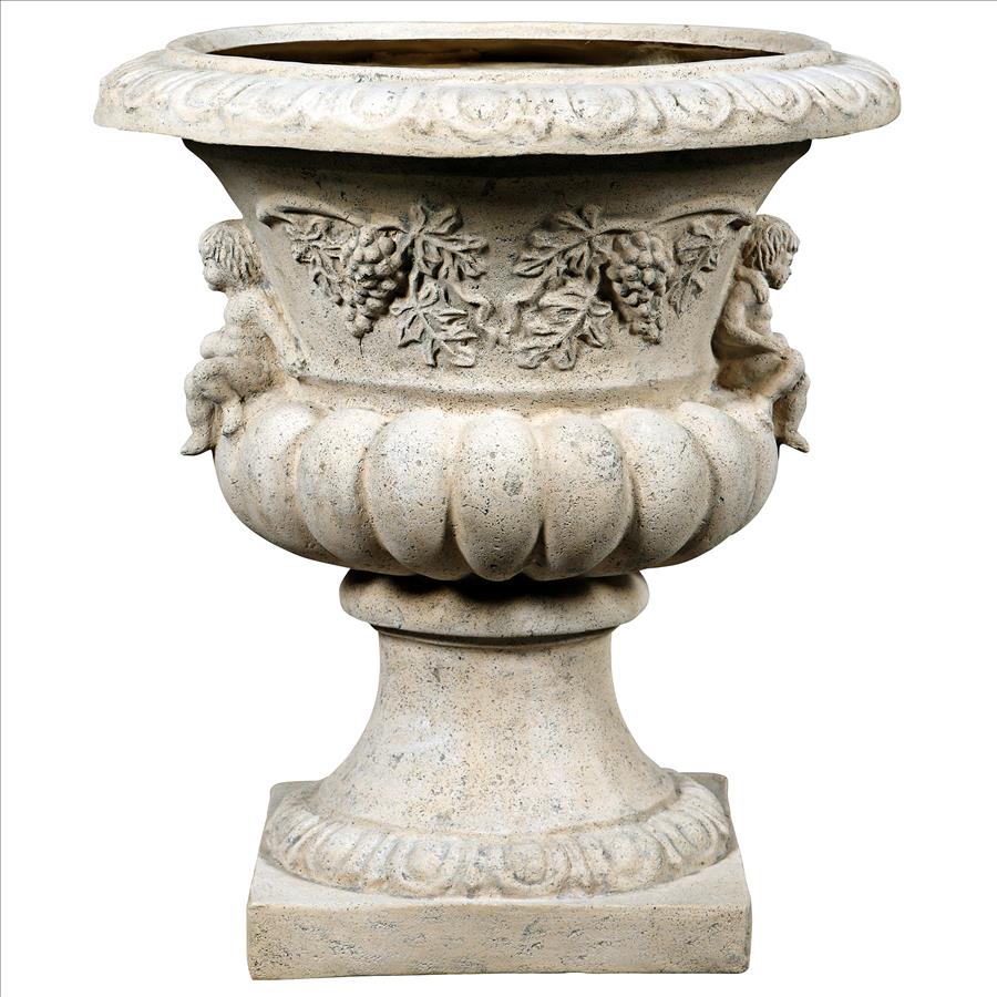 Grape Harvest Cherub Architectural Garden Urn: Each