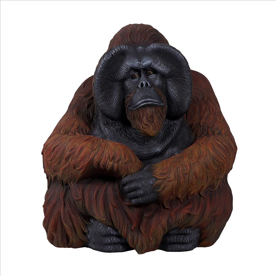 Male Bornean Orangutan Great Ape Statue