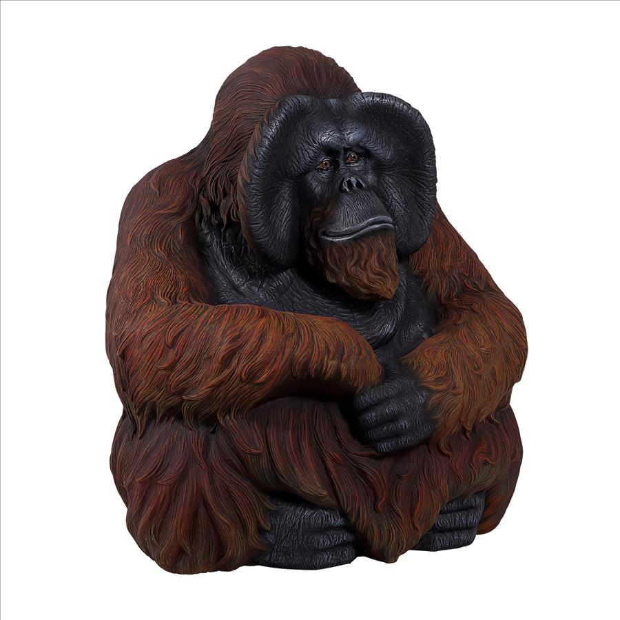 Male Bornean Orangutan Great Ape Statue