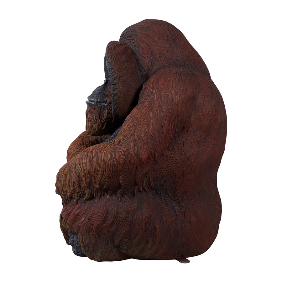 Male Bornean Orangutan Great Ape Statue