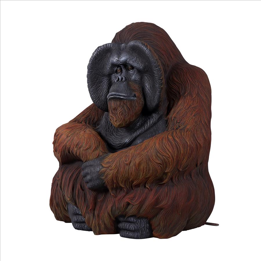 Male Bornean Orangutan Great Ape Statue