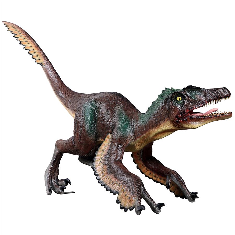 Feathered Velociraptor Jurassic-Sized Dinosaur Statue